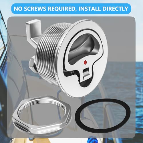 Flush Mount Latch Fits 2-1/2" Hole,Non-Locking Surface-Mount Latch,316 Stainless Steel Boat Cam Latch