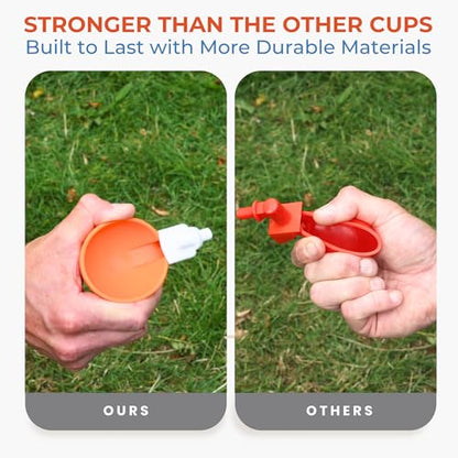 Lil'Clucker Large Automatic Chicken Waterer Cups | Chicken Water Feeder Suitable for Chicks, Duck, Goose, Turkey and Bunny | Poultry Water Feeder Kit (Orange, 8-Pack) - size: 8-Pack