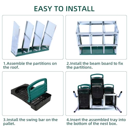 Chicken Nesting Boxes for Chickens,6 Hole Metal Roll Away Nest Box for Chicken Coop,Chickens Laying Egg, Lid Cover to Protect Eggs,Easy Egg Collection,Hen Roosting Boxes