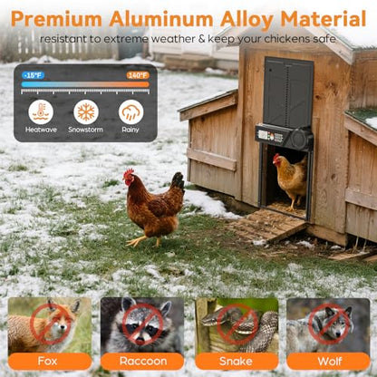 Auto Chicken Door Opener with Timer Modes, Intelligent Obstacle Sensors, Remote Control