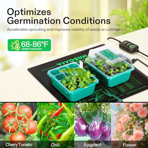 VIVOSUN 20"x20.75" Seedling Heat Mat with Built-in Temperature Controller, UL & MET-Certified Waterproof Plant Heating Pad for Germination, Hydroponics, Brewing, Breeding, and Greenhouses (Pack of 2) - size: 20"x20.75" (Pack of 2)
