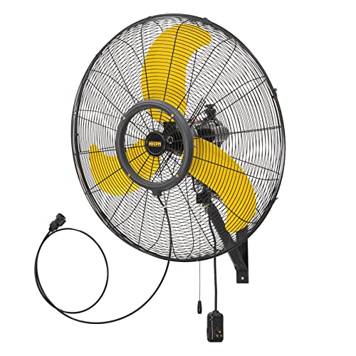 HiCFM 30 inch Misting Outdoor Oscillation Weatherproof Wall Mounted Fan with IP44 Enclosure Motor, GFCI Plug, 9300 CFM 3-Speeds High Velocity Powerful Wall Fan, UL Outdoor Approved - size: 30" outdoor