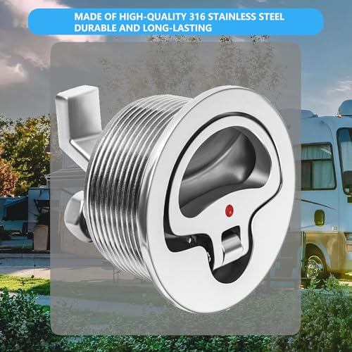 Flush Mount Latch Fits 2-1/2" Hole,Non-Locking Surface-Mount Latch,316 Stainless Steel Boat Cam Latch
