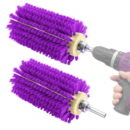 2 Pcs Mini Roto Brush for Livestock, Drill Brush Attachment for Stimulating Livestock Hair, Scratching Shedding Tool for Cattle Horse Sheep Goat Grooming (Purple)