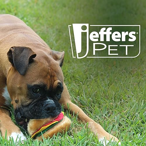 Jeffers Pet Plush American Grill Time Cuisine Dog Toys – 4.5" Squeaky Hamburger Plush Toys for Dogs – Chew, Cuddle, Interactive Play, Soft Durable Fabric, Puppy Gift, Christmas Stocking Stuffer - color: Brown Burger
