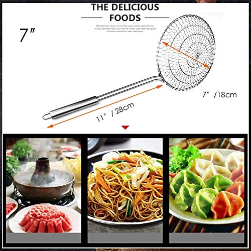 Best Utensils Asian Kitchen Stainless Steel Spider Strainer Professional Wire Skimmer with Spiral Mesh (7-Inch Strainer Basket) - size: 7-Inch