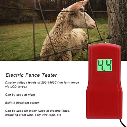 15KV Electric Fence Tester, LCD Screen, Durable and Cold Resistant Fence Voltage Tester, Electric Fence Voltage Tester for Farms, Home Gardens, Sheep, Pets, Horses