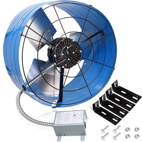 Criditpid 16 Inch Gable Mount Vent Attic Fan, Exhaust Ventilation Fan with Adjustable Thermostat for Gable, Home, Shed, Garage, Portable Building, 4A, 1050RPM, 1945CFM, Blue. - color: 1945CFM
