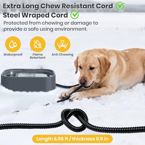 IPOW Extra Large Heated Pet Bowl with 5 Layers Design for Heating & Heat Preservation Provides Drinkable Water & Food in Winter Heated Water Bowl for Cat Rabbit Chicken Duck Squirrel, 194 fl oz - color: Gray