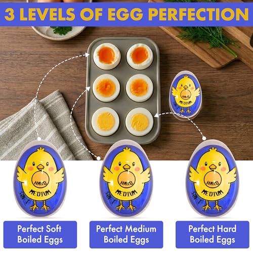 Iconikal 2-Pack Chick Egg Timer Color Changing Boiling Timer Soft, Medium, Hard, BPA Free - color: Blue Chick
