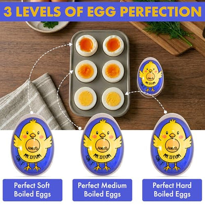 Iconikal 2-Pack Chick Egg Timer Color Changing Boiling Timer Soft, Medium, Hard, BPA Free - color: Blue Chick