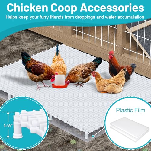 Chicken Coop Ground Pad, 9 PCS Floor Pads for Chicken, Free to Splice Ground Pads for Chicken Coops, Chicken Coop Accessories, Keep Coops Tidy & Dry, Easy to Clean