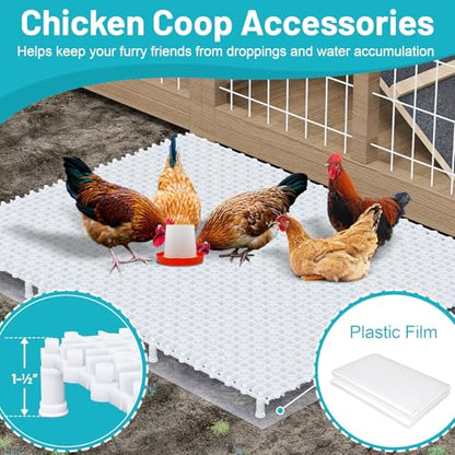 Chicken Coop Ground Pad, 9 PCS Floor Pads for Chicken, Free to Splice Ground Pads for Chicken Coops, Chicken Coop Accessories, Keep Coops Tidy & Dry, Easy to Clean