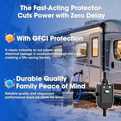 Heated Water Hose for RV 90ft with GFCI Plug, –40°F Freeze-Protection Drinking Water Hose, Lead-Free BPA-Free, Includes Adapter - color: With GFCI, size: 90ft