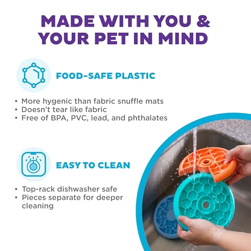Outward Hound by Nina Ottosson Lickin’ Layers Small 3-in-1 Dog Puzzle Feeder, Lick Mat & Slow Bowl – Puppy Enrichment Toy for Small Dogs, Dishwasher Safe - color: Puppy Lickin' Layers (Blue, Green, Orange)