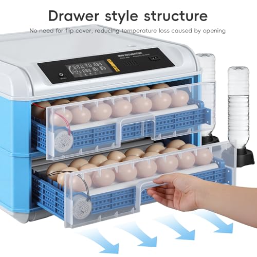 120 Egg Incubator, Automatic Incubator for Hatching Eggs, with Auto Egg Turner, Temp & Humidity Control, Poultry Hatching Incubators for Chicken Duck Quail Eggs,Ideal for Farm, School and Lab (Blue)