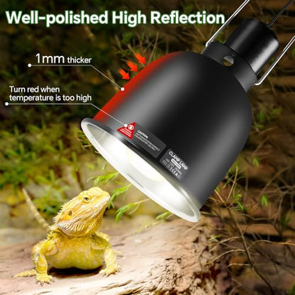 5.5 inch Reptile Heat Lamp Fixture with Thermostat and Timer,Reptile Light Fixture with Dimming Thermostat Max 100W,PID Temperature Controller for UVB Lights,Basking Heat bulbs and Terrariums - size: 5.5 inch without CHE Bulb
