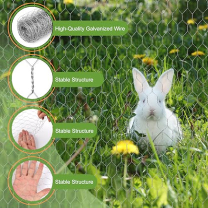 Chicken Wire Mesh,13.7"×169" Poultry Wire Netting,1" Hole Size Hexagonal Galvanized Chicken Wire Mesh Fencing,Outdoor Anti-Rust Garden Animal Barrier Fence for Chicken Coop Barrier Rabbit Cage