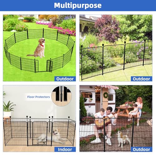 ADAVIN 32 in(H) Garden Fences and Borders,1 Gate+11 Panels Dog Fence Outdoor for Yard, Temporary Fence, Flower Garden Fencing, Heavy Duty Iron Metal Animal Barrier Fences,Total 26.6 Ft(L),Black - size: 12panels-32in(H)×26.6ft(L)