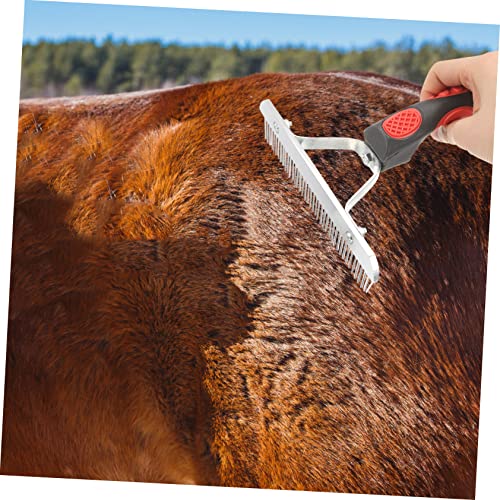 Durable Horse Grooming Brush with Rubber Handle Metal Comb Teeth for Comfortable Massage and Fur Cleaning Skid Design for Easy Use Horse Hair Care and Grooming Supplies
