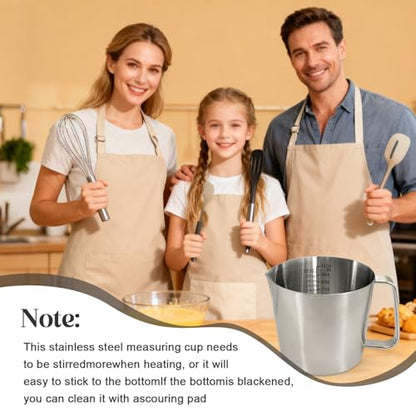 Stainless Steel Measuring Cups, 1000ml 32oz Metal Measuring Cup with Handle, Dual Scale Marking (ML & OZ), Large Mouth Easy Pour, Dishwasher & Freezer Safe for Baking, Cooking, Liquid Measurement - size: 1000ml (32oz)