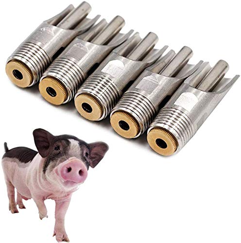 Pack of 10 Pig Waterer Nipple Stainless Steel Pig Nipple Hog Waterer Nipples Drinker NPT 1/2" Pig Nipple Drinker for Sows Piglets Drinking