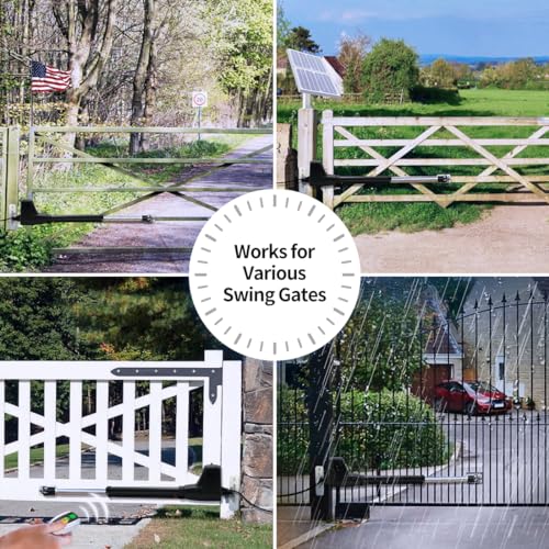 TOPENS AT12131S Solar Single Swing Gate Opener Heavy Duty Automatic Gate Motor for Single Swing Gates Up to 18ft, Electric Driveway Gate Operator AC Powered with Solar Panel Remote Control Kit - size: 880lbs