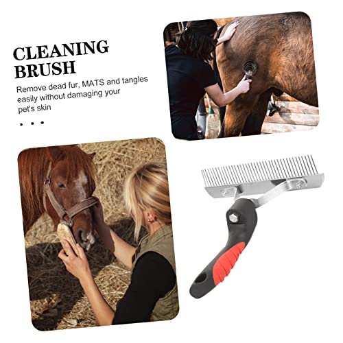 Horse Grooming Rake with Rubber Handle Durable Fur Comb for Easy Shedding and Cleaning Comfortable Grip Tool to Remove Loose Hair and Mud Suitable and Domestic Animals
