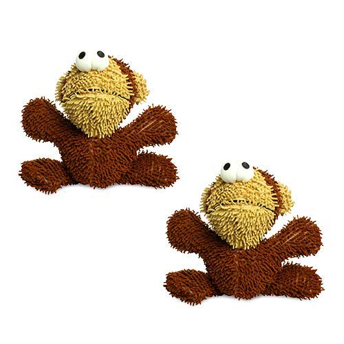 MIGHTY® 2 Pack Microfiber Large Monkey Ultra Durable Plush Dog Toy | Multiple Layers & Reinforced Seams , Washable and Floats , Mighty® Construction - color: 2PK Brown Monkey