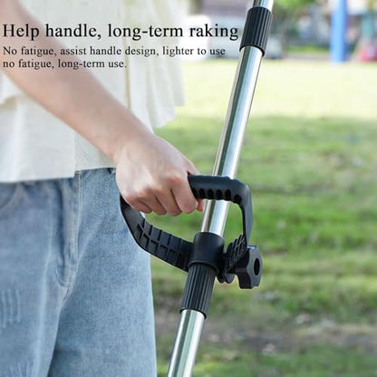Stainless Steel Hand Rake | Ergonomic Chicken Manure Scoop Grabber | Long Handle Heavy Duty Bow Rake | for Grass Shrub Debris Pine Needle Thatching Outdoor Camping Gardening Landscape Turf Autumn