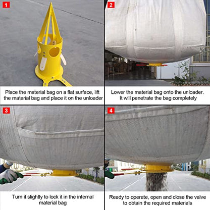 Big Bag Dispenser Bulk Bag Unloader – Heavy Duty Feed Unloader Tool for Animal Feed, Grain, Fertilizer – Rust-Resistant, Portable for Farm, Warehouse, Home Use (Red) - color: Red