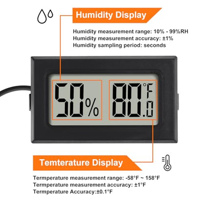 1Pcs Mini Digital Thermometer Hygrometer Gauge Indoor with Probe Sensor LCD Display Meter Temperature Humidity Fahrenheit Meter for Incubator Reptile Plant Tank Garden ℉ - size: 1 PCS