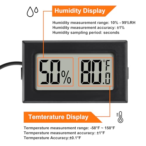 10Pcs Mini Digital Thermometer Hygrometer Gauge with Probe Sensor LCD Display Meter Indoor Temperature Humidity Fahrenheit Meter for Incubator Plant Tank Garden ℉ - size: 10 pcs