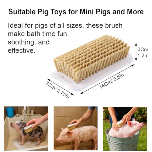 2Pcs Pig Enrichment Toy, 2-in-1 Self-Grooming and Scratch Brush for Mini Pigs, Encourages Natural Behavior, Reduces Stress, Easy Install for Pens, Barns, or Yards