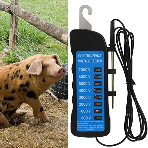 FLEXMAN Electric Fence Tester, 600V to 7000V Portable Eight Neon Lights Voltage Detection, Fence Voltage Tester for Livestock Enclosures, Farms, Home Gardens
