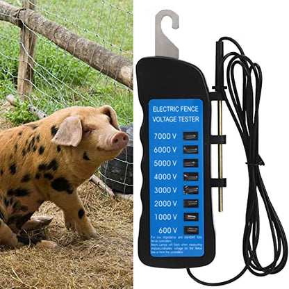 FLEXMAN Electric Fence Tester, 600V to 7000V Portable Eight Neon Lights Voltage Detection, Fence Voltage Tester for Livestock Enclosures, Farms, Home Gardens