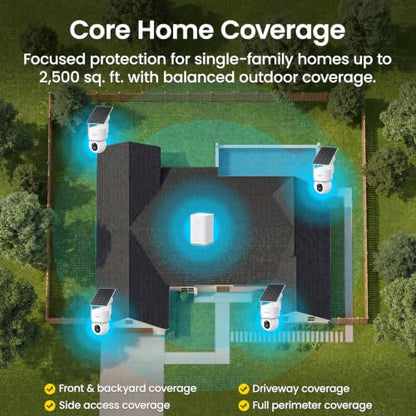 aosu SolarCam D1 Max 4-Cam Kit, 4K Solar Security Cameras Wireless Outdoor, 360° PTZ Auto Tracking & Vehicle Detection, Color Night Vision, No Subscription Required, 1TB Expandable Storage - style: 4-Cam Kit