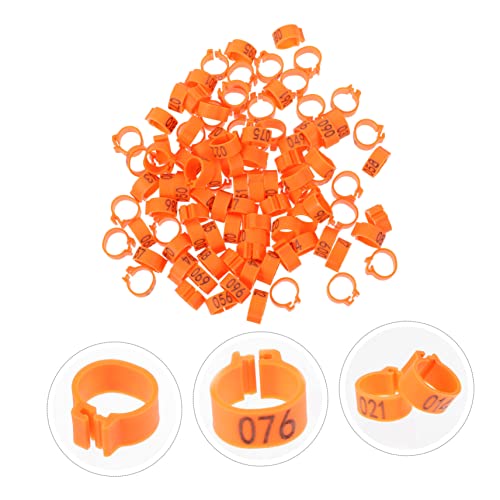 UPKOCH 100pcs Pigeon Foot Rings Numbered Leg Bands for Bird Identification Durable Clip Rings for Pigeons Parakeets and Poultry Easy to Use Bright - color: Orange