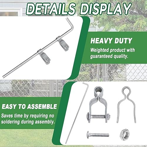 Cane Bolt Gate Drop Rod for Chain Link Fence 1-3/8" x 32" [Pack of 2]Gate Drop Rod Kit for Single or Double Gate,Heavy Duty Galvanized Steel Ground Latch Fence Drop Pin with Extra 4 Gate Frame Hinges - size: 1-3/8" × 32" (2 PACK)