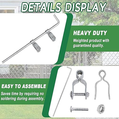 Cane Bolt Gate Drop Rod for Chain Link Fence 1-3/8" x 32" [Pack of 2]Gate Drop Rod Kit for Single or Double Gate,Heavy Duty Galvanized Steel Ground Latch Fence Drop Pin with Extra 4 Gate Frame Hinges - size: 1-3/8" × 32" (2 PACK)