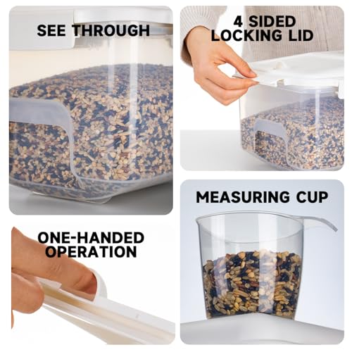 LivLab Mker 10 lbs Cereal Containers Storage - Airtight Flour Storage Container with Lids & 10 lbs Rice Dispenser, BPA Free Pantry Containers for Sugar and Cereal, White - color: 5KG-A