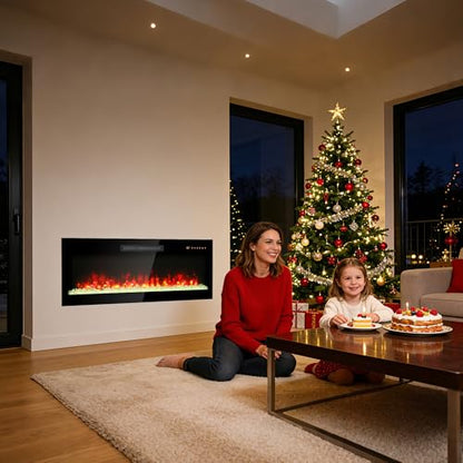 42" Electric Fireplace, Wall Fireplace Electric with Remote Control, 16 Adjustable Flame Colors, Freestanding/Wall Mounted/Recessed, 1400W Fireplace Insert Heater, Timer, Thermostat - size: 42 Inch Standard
