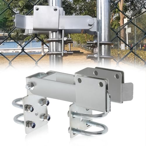 BiJun Chain Link Double Gate Latch Chain Link Fence Gate Latch for 1-3/8" Gate Frames,Chain Link Residential Strong Arm Double Gate Latch Equipped with Convenient Padlock Holes (Silvery)