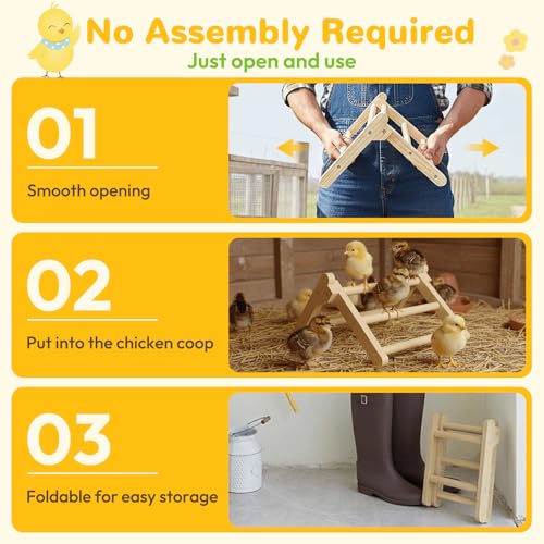 Innoland Chick Perch Foldable, Perch for Chicks Stable & No Assemble, Chick Roosting Perch for Stand Training, 11.02" × 9.84" × 6.10" Baby Chick Toys for Chicken Brooder | Coop (M) - size: 11.02" × 9.84" × 6.10"