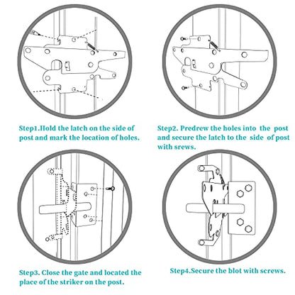 Heavy Duty Gate Latch, Post Mount Automatic Self-Closing Door Latch,for Wooden/Vinyl Fence, Pool,Garden Outdoor, W/Mounting Screws (Black) - color: Black