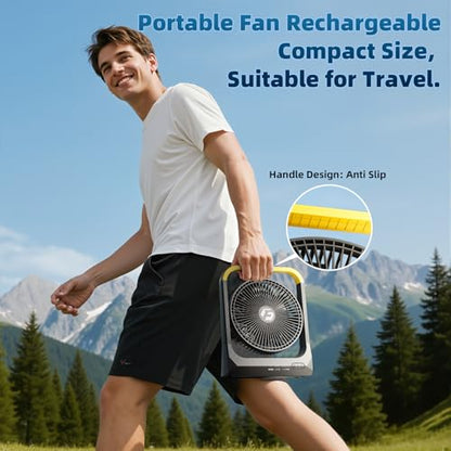 20800mAh Battery Powered Fan, USB-C Fast Rechargeable Portable Fan 80H Long Lasting, 8 Inch Outdoor Fan with 3350RPM Strong Wind, 4 Speeds & Timer, 70° Rotation, Quiet for Bedroom Office Camping