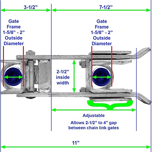 Jake Sales Chain Link Commercial Strong Arm Double Gate Latch - Latches Two Gates Together Without The Need of a Drop Rod - Chain Link Double Gate Latch for 1-5/8inches Thru 2inches Gate Frames - size: Commercial - Each