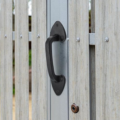 WellMade Barn Door Handles, Black Gate Handle, 7.5 in Rustic Metal Door Pull Handle Hardware for Wooden Garden Gate Shed Cabinet - size: 1 Pack