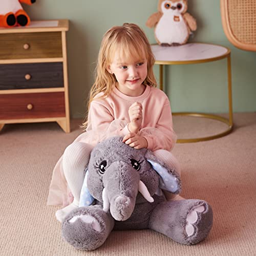 IKASA Giant Elephant Stuffed Animal Plush Toy,29" Large Big Jumbo Soft Toys, Huge Size Cute Plushy Fluffy Fat Plushie,Gifts for Kids Girls - style: Elephant