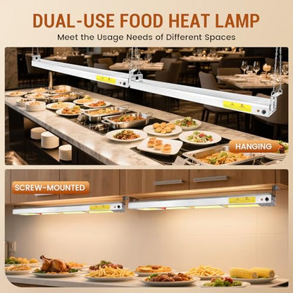 48-Inch Food Heat Lamp - 1350W Commercial Food Warmer Lamp Overhead Stainless Steel Catering Heat Lamps Electric Strip Heater for Restaurant Buffet Parties Kitchen, Silver 115V - color: Silver, size: 48 Inch